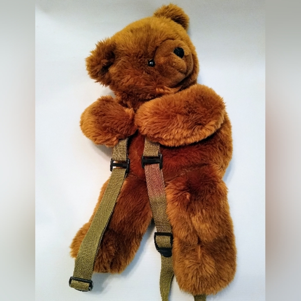Vintage Teddy Bear Backpack Brown Plush